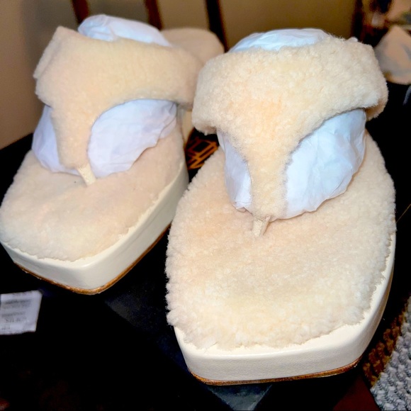 House of Harlow 1960 Theo Sandal Wool & Leather Thong Slip On Platform NWT - Picture 1 of 17